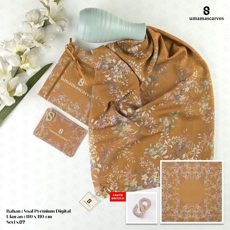 hijab instan umama scarves jilbab segiempat motif voal free box