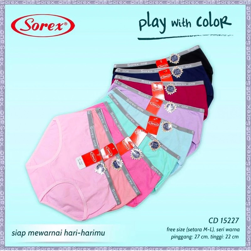 fyo Celana Dalam Wanita SOREX One Play With Color Full Katun Premium Halus Adem Terlaris Termurah- C