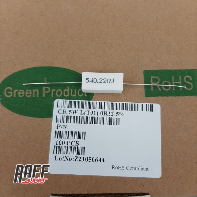 Resistor Kapur 0.22 ohm 0R22 5 watt Taiwan