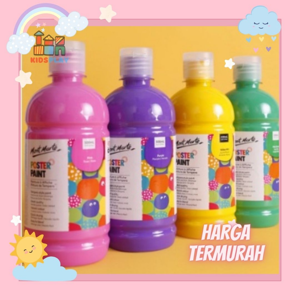 Mont Marte 500ML Cat Finger Painting Untuk Anak Finger Paint Washable Cat Poster Paint Washable Pain