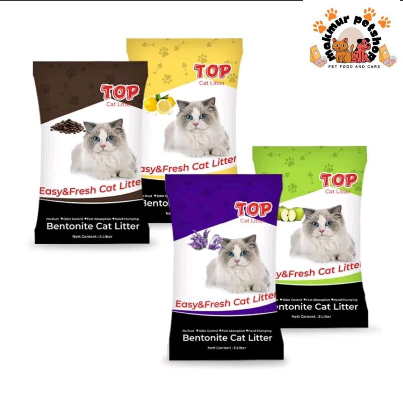 Pasir Top Cat 5 Liter & 10 Liter / Pasir Kucing Top 5 Liter / Pasir Kucing Gumpal