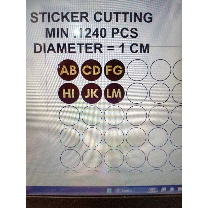 

Stiker Cutting Vinyl kode Diameter 1 cm isi 1.240 pcs