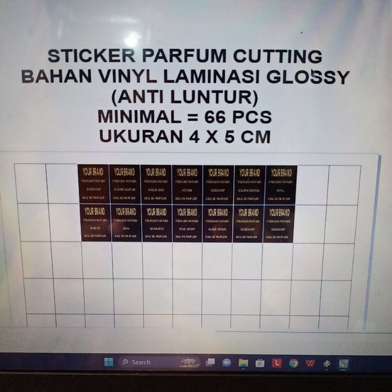 

Sticker Parfum Vinyl Cutting 4 x 5 cm Anti Luntur min 66 pcs isi 66 pcs