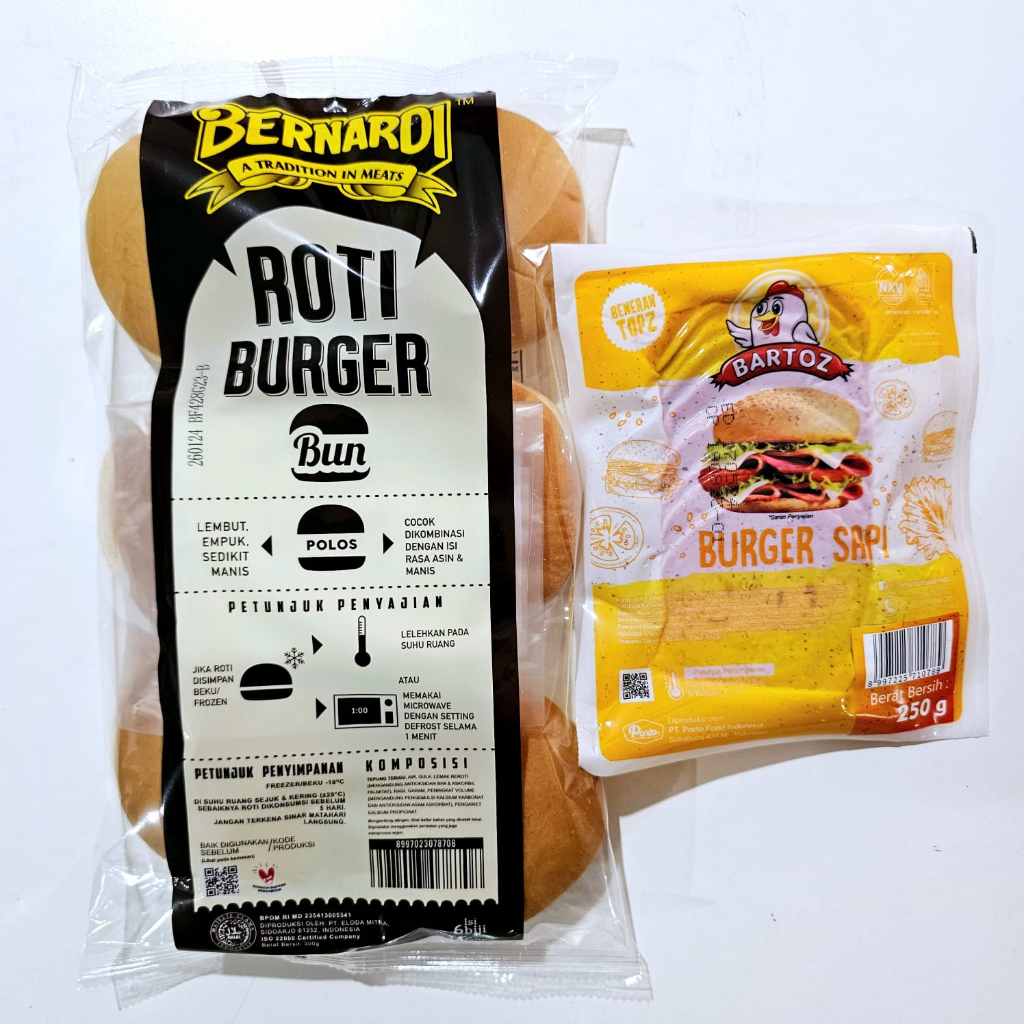 

(PAKET) BERNARDI burger polos + BARTOZ isian burger 10s