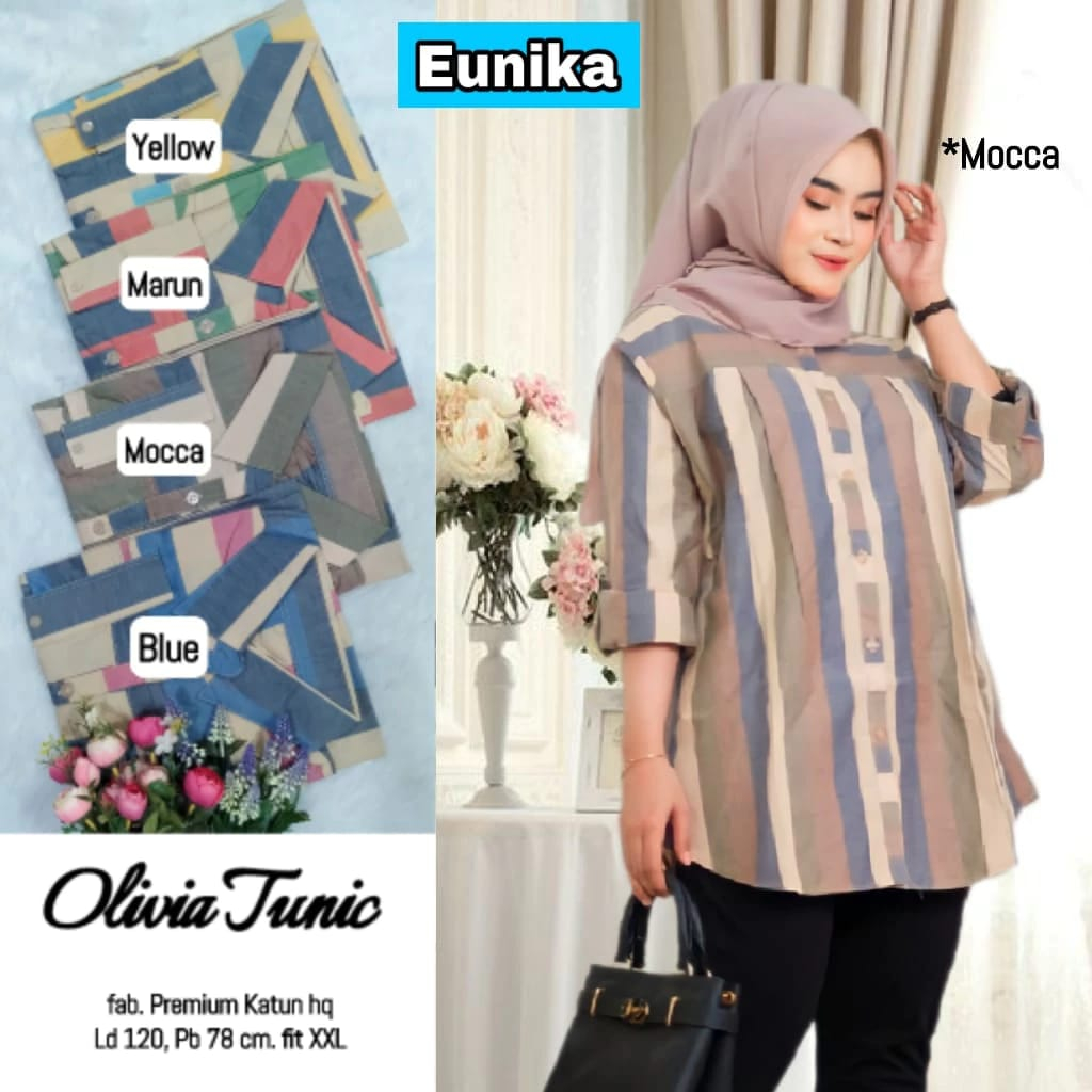 BHL - Atasan Kemeja Wanita Motif Salur Jumbo Super Best Seller Kancing Aktif Bahan Katun Yanded Halu