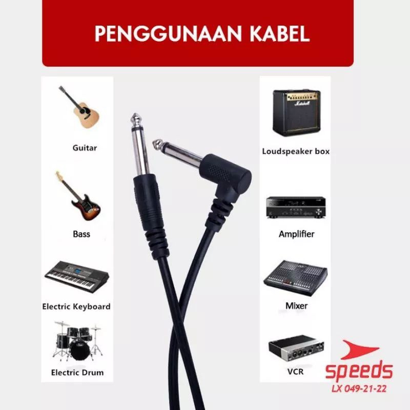 KABEL JACK AUDIO PANJANG 3 METER | UNTUK GITAR BASS PIANO FRUM ELEKTRIK MIXER MP3 LOUDSPEAKER PENGERAS SUARA AMFLIFLER | MUDAH DIGUNAKAN RINGAN | TERBAIK TERMURAH TERLARIS TERBARU