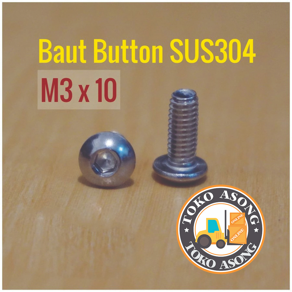 Baut Button L M3 x 10 kepala payung
