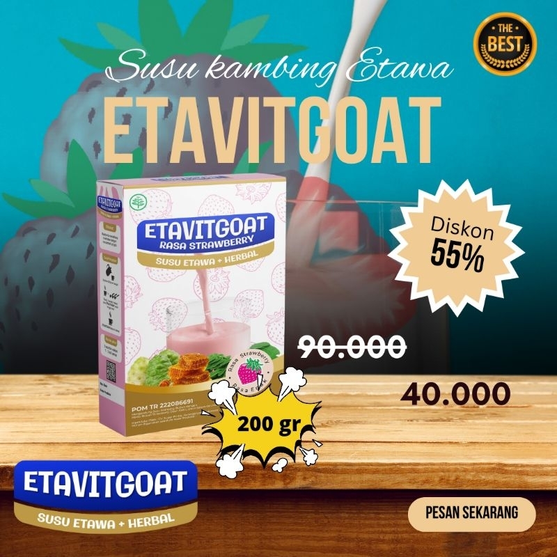 

ETAVITGOAT RASA STRAWBERRY SUPER BEST SELLER!!!!! ETAVITGOAT PLATINUM ORIGINAL Susu Kambing etawa murni untuk redakan sesak nafas batuk TBC dan menjaga imun tubuh