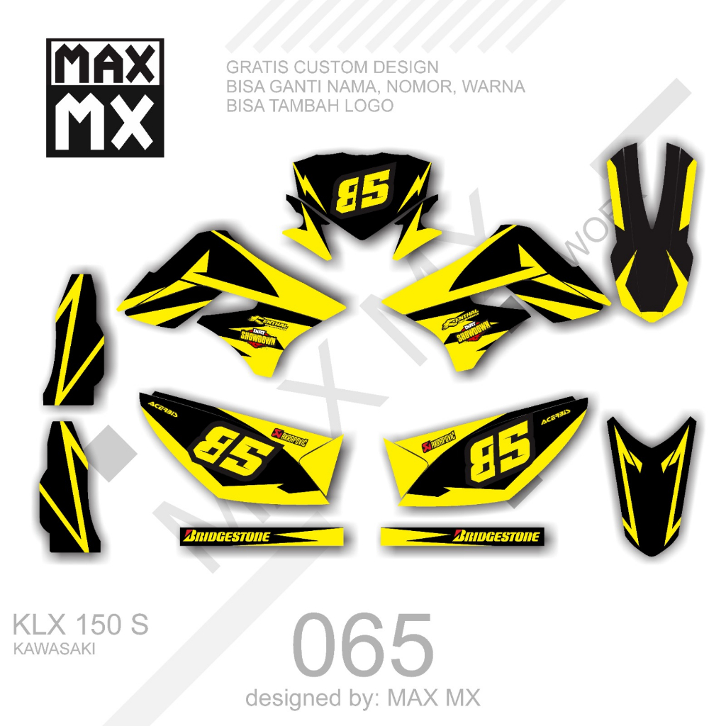 decal keren stiker full body klx 150 s variasi striping motif hitam kuning keren