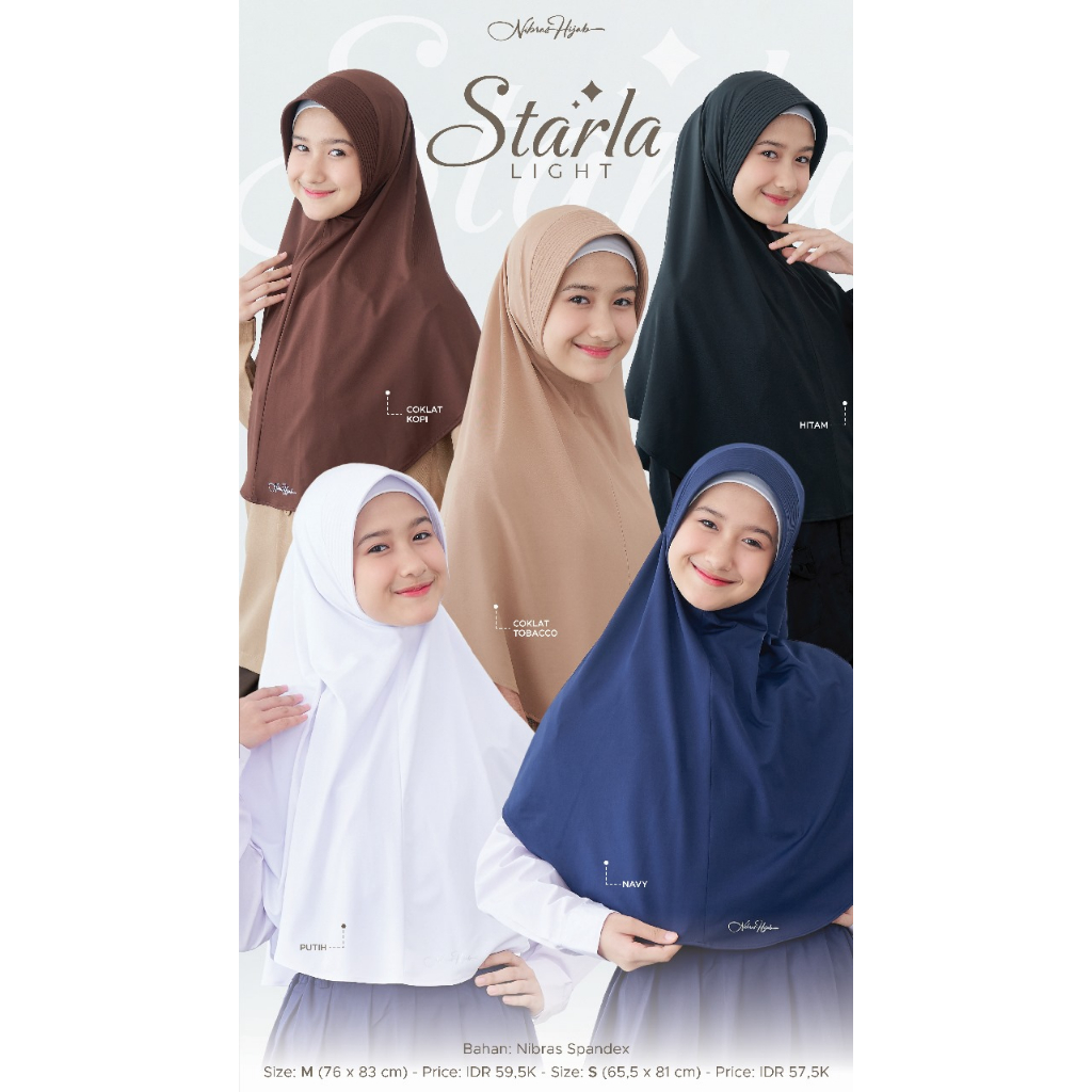 HIJAB NIBRAS STARLA LIGHT BAHAN SPANDEX/HIJAB INSTAN BY NIBRAS