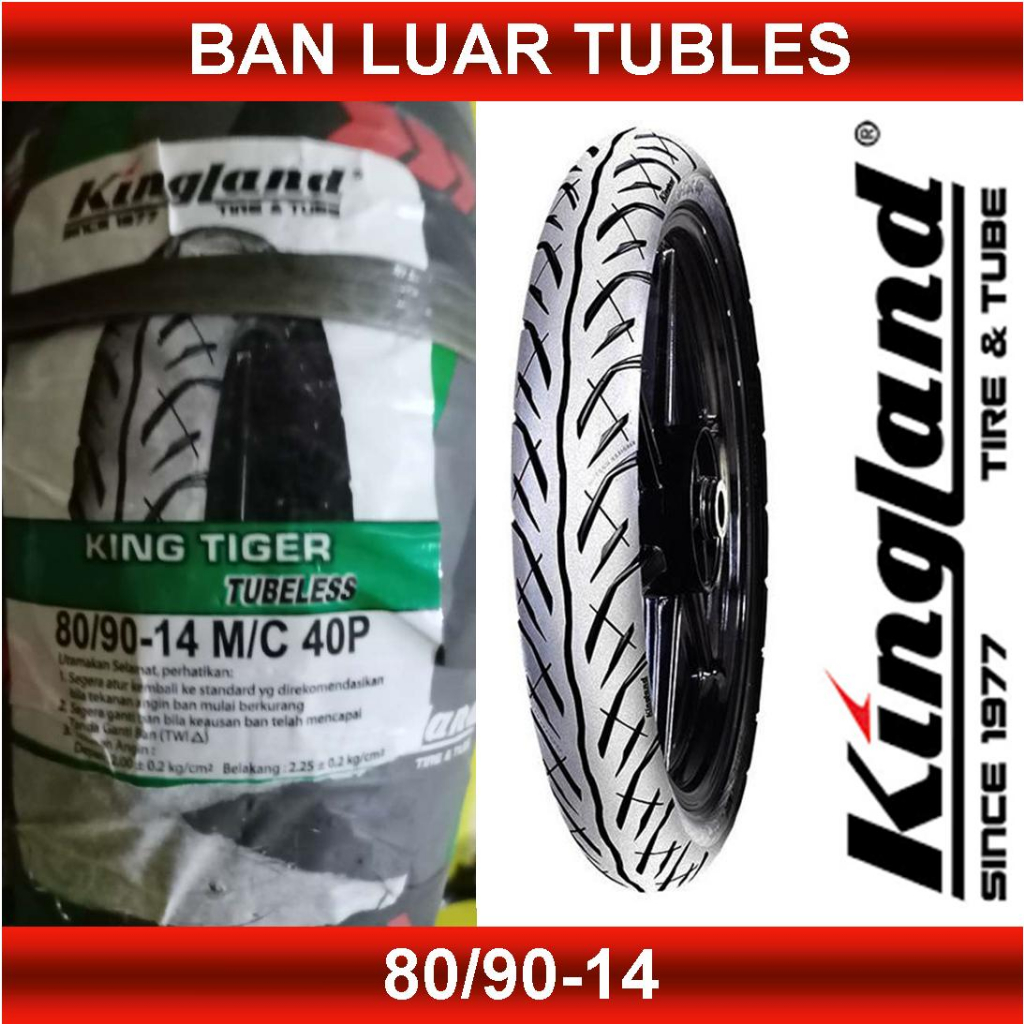 BAN LUAR TUBLESS KINGLAND 80/90-14