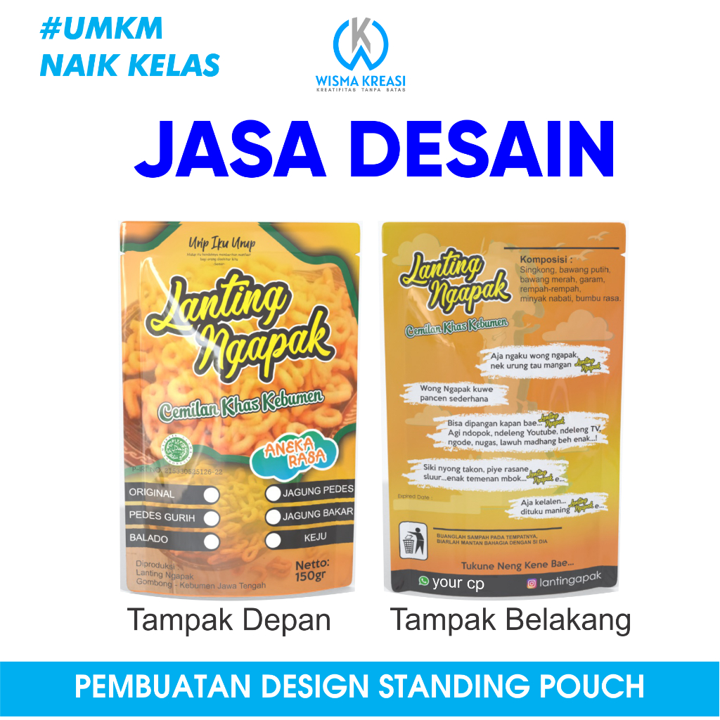 Pembuatan Desain Standing Pouch Full Print Kemasan