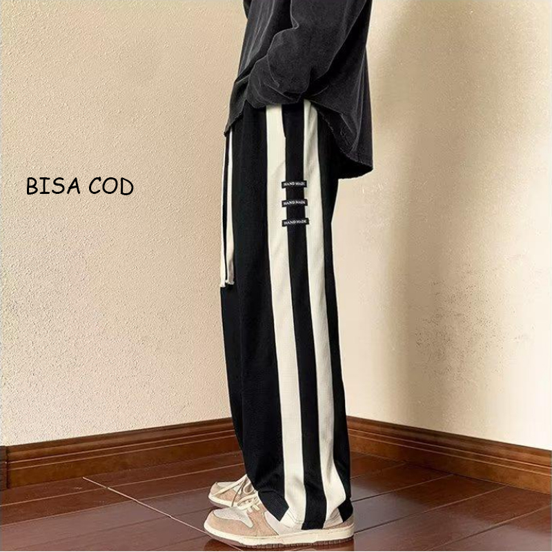 100% aman celana panjang karet pria oversized joger classic waffle pants celana putih celana kasual