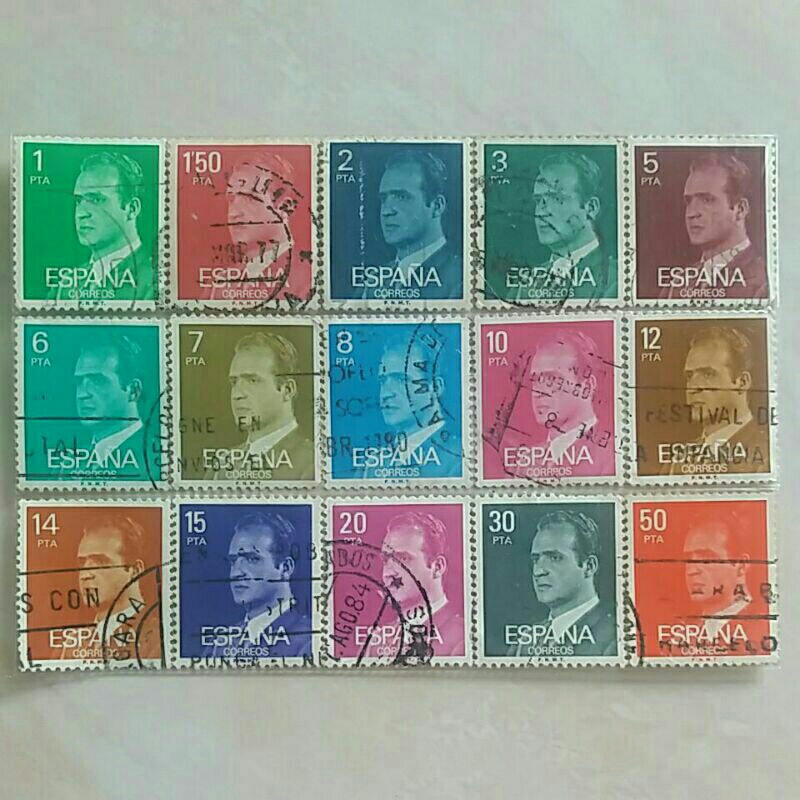 

(AB) Perangko Spanyol Seri King Juan Carlos I Tahun 1976 -1984 Set 15pcs Used