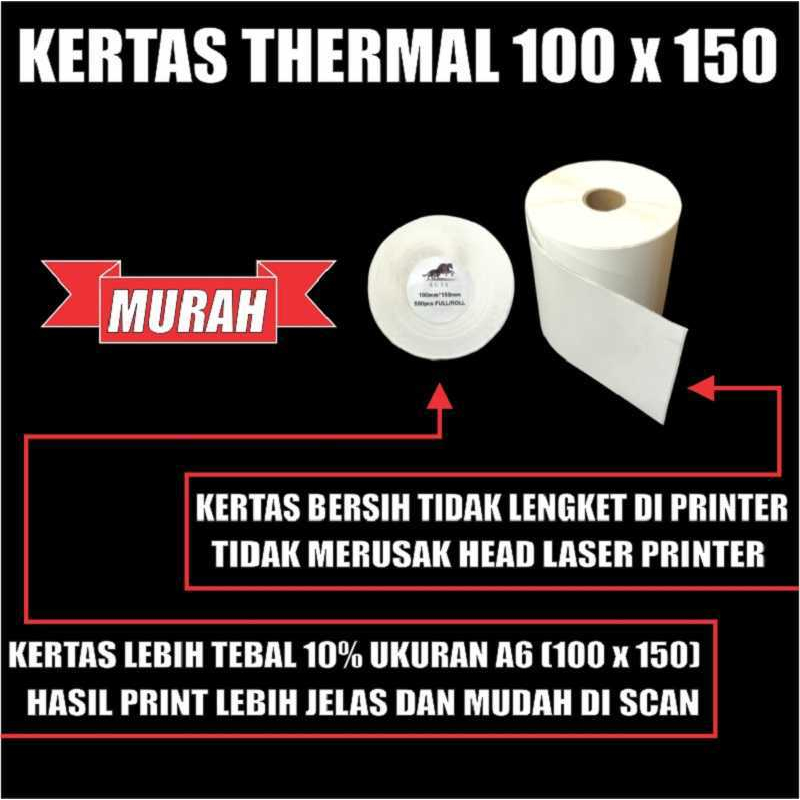 

H7Y Kertas Thermal Bersih Tebal A6 100x150mm Resi Label Barcode Bersih Tebal Per 1 pcs