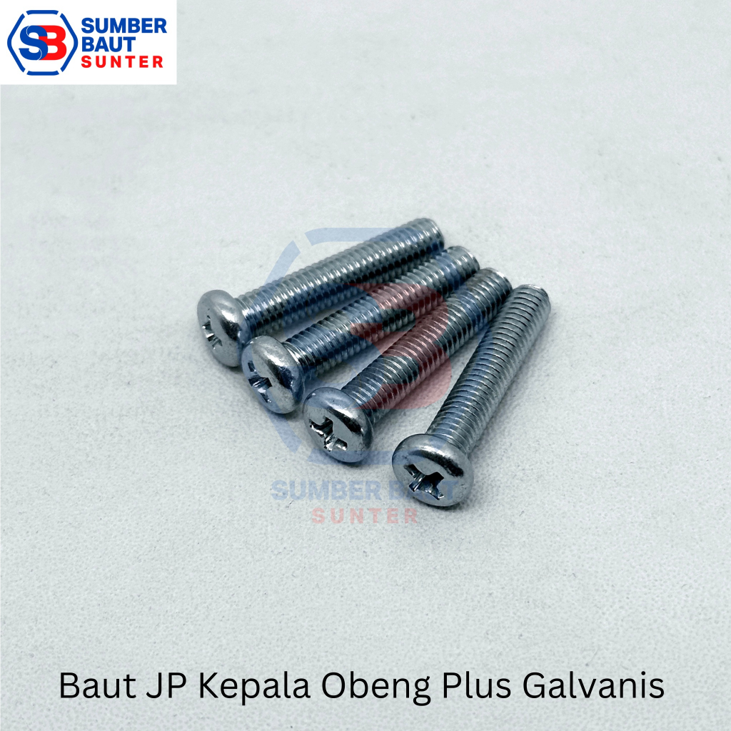 JP 8x30 Baut Kepala Obeng + Bulat Pan Head Galvanis M8 x 30