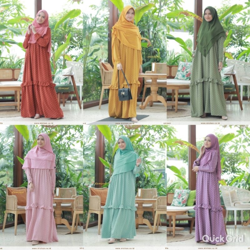 Gamis Crinkle dewasa warna pink Baju Muslim Crinkle warna kuning Gamis Uragiri Michan Gamis Crinkle 