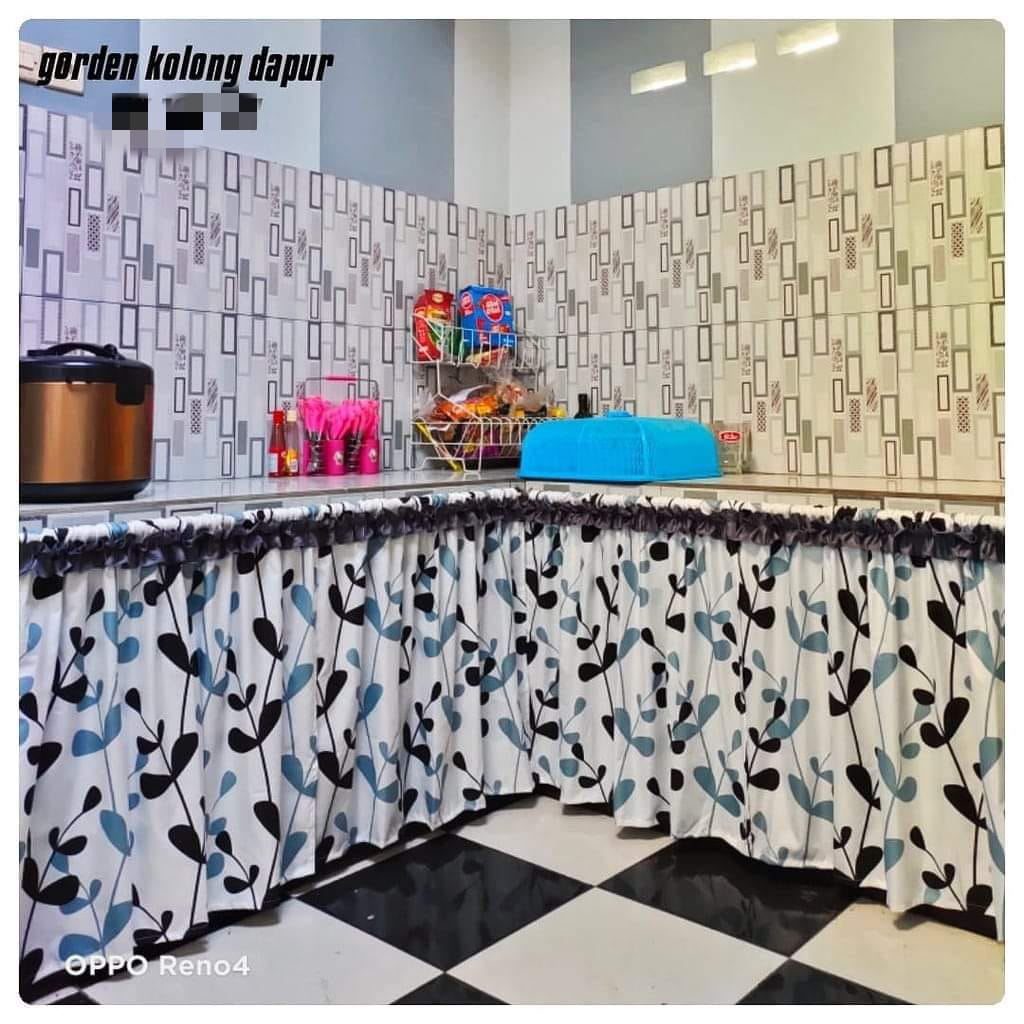 Gorden kolong dapur / tirai kolong dapur bawah kompor free tali
