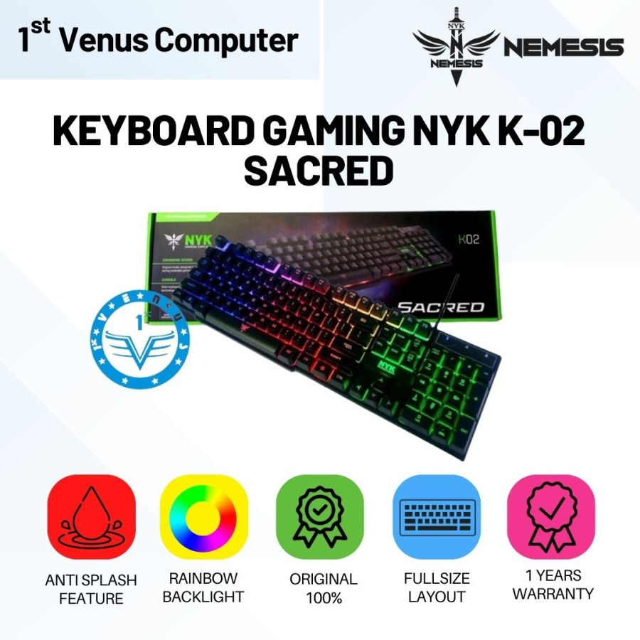 KEYBOARD GAMING NYK K-02 SACRED / KEYBOARD NYK SACRED USB / KBG02-NYK /  KEYBOARD KB GAMING NYK K-02