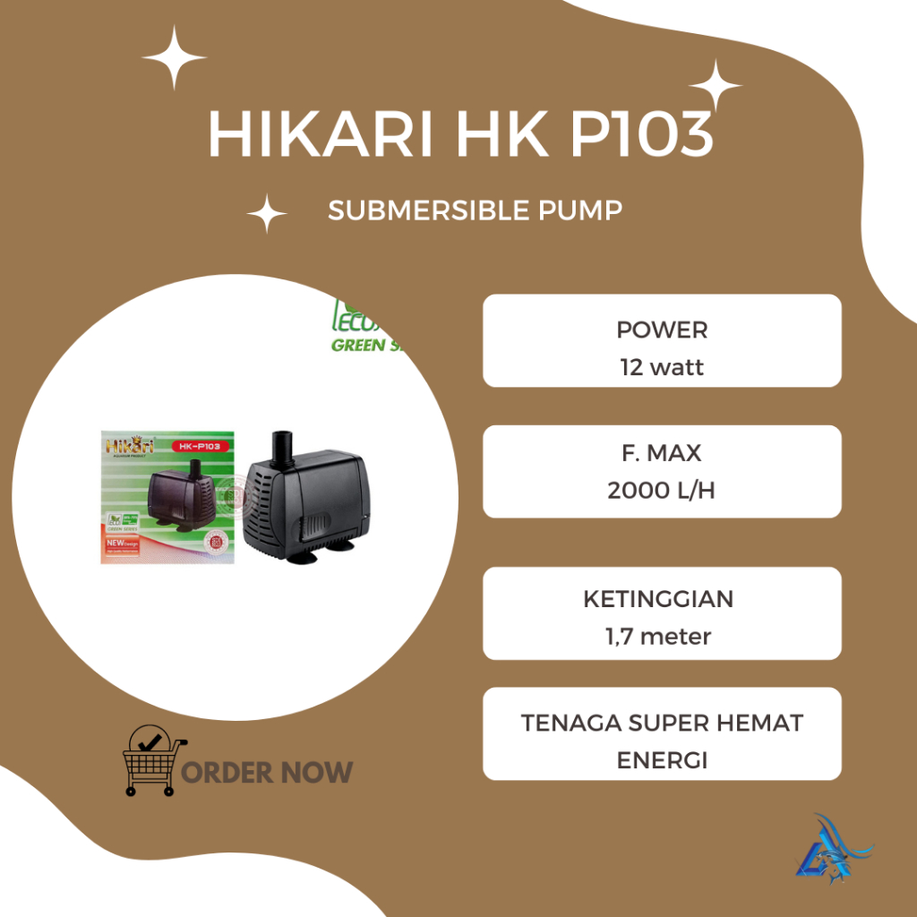 Power Head Pompa Celup Aquarium Hidroponik 103 - Mesin Air Terjun Kolam Ikan Koi 2000L/H 1.7M