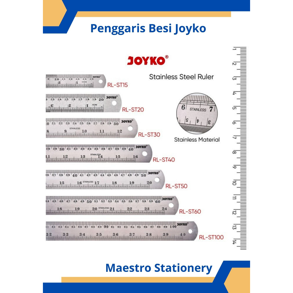 

JOYKO - Ruler Stainless - Penggaris Besi - 15 cm - 30 cm - 40 cm - 60 cm - Pcs