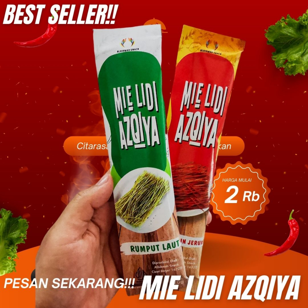 

Azqiya mie lidi rasa pedas daun jeruk rumput laut