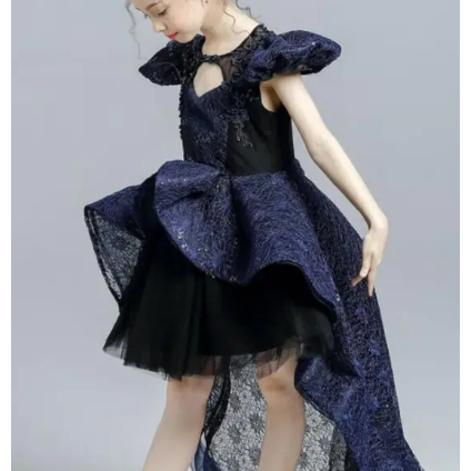 GAUN ANAK NAVY DEPAN MINI BEREKOR  GAUN  ANAK UNTUK PESTA SPECIAL