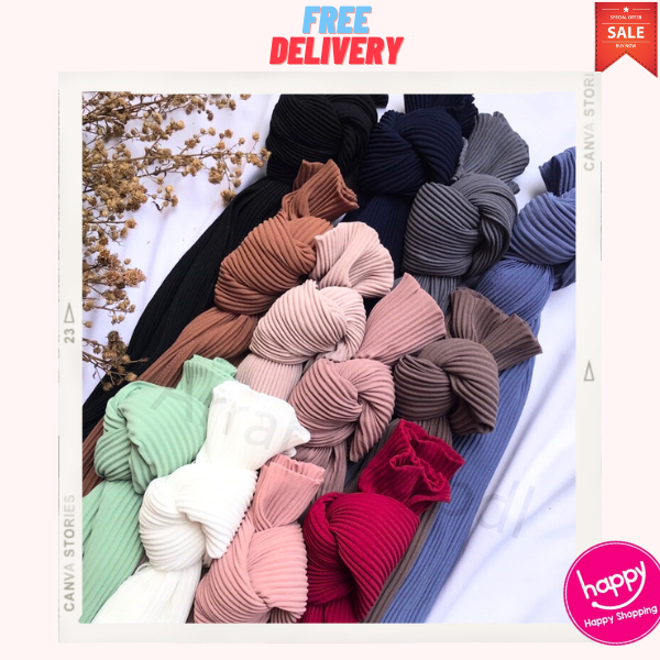 ⚡BEST SELLER ✔ Pashmina Plisket Ceruty Babydoll//Pashmina Pleated/ KERUDUNG PASHMINA PLISKET / JILBA