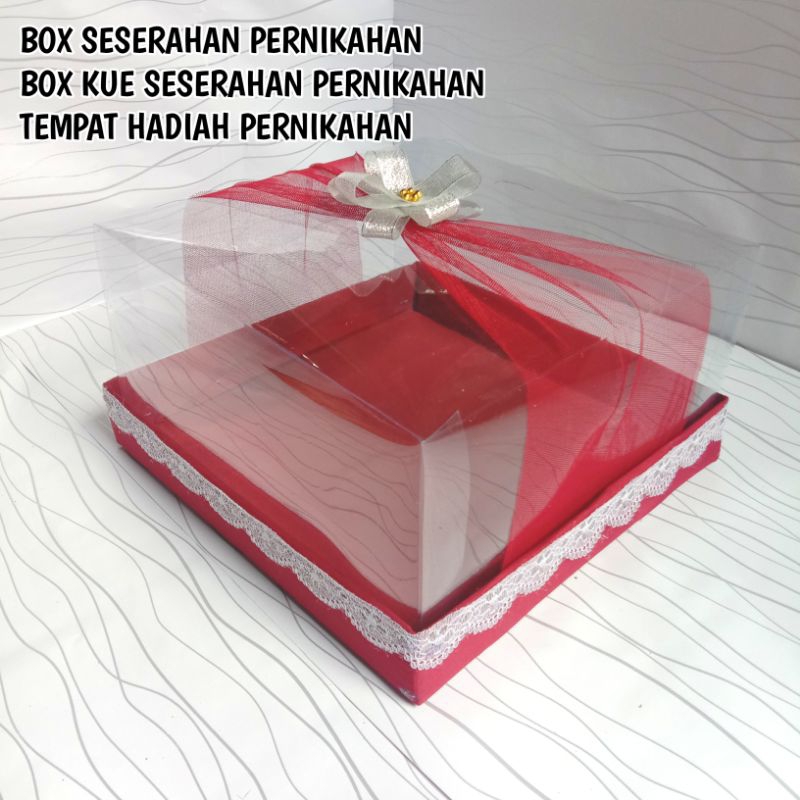 [ MERAH ] Box kotak hantaran seserahan pernikahan tertutup mika satuan / box kotak kue hantaran seserahan pernikahan tertutup mika satuan