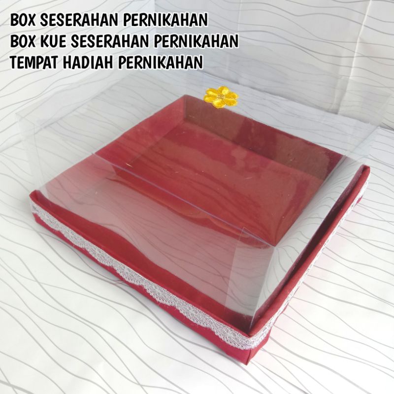 ( MERAH ) Box kotak hantaran seserahan pernikahan tertutup mika satuan / box kotak kue hantaran sese