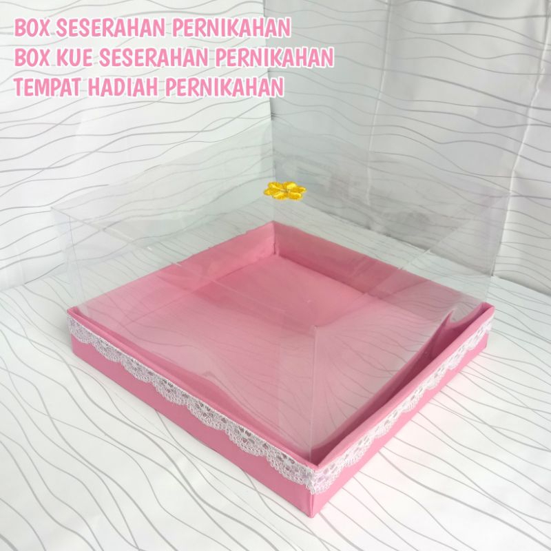 ( PINK ) Box kotak hantaran seserahan pernikahan tertutup mika satuan / box kotak kue hantaran seserahan pernikahan tertutup mika satuan