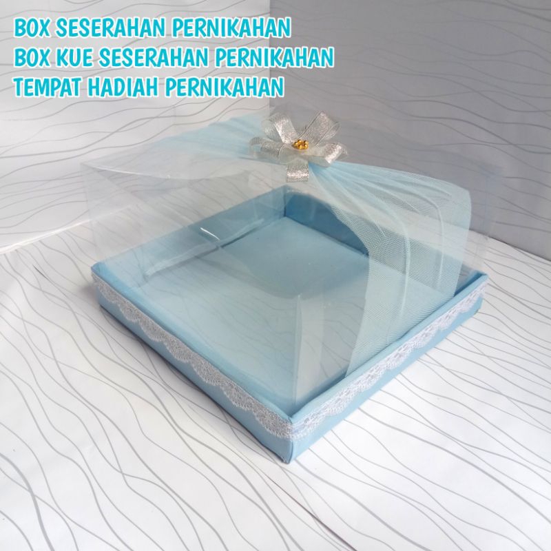 [ Biru ] Box kotak hantaran seserahan pernikahan tertutup mika satuan / box kotak kue hantaran seserahan pernikahan tertutup mika satuan