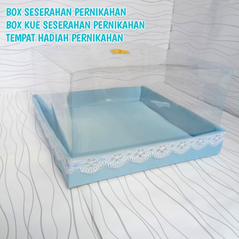 ( Biru ) Box kotak hantaran seserahan pernikahan tertutup mika satuan / box kotak kue hantaran seser