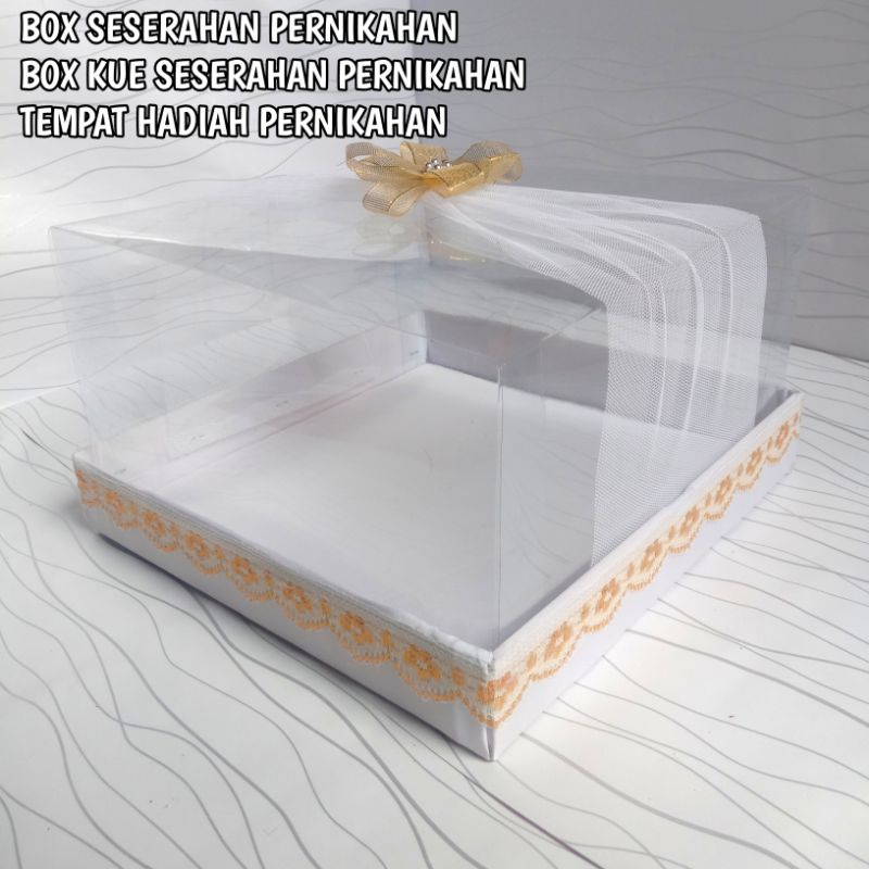 [ Putih ] Box kotak hantaran seserahan pernikahan tertutup mika satuan / box kotak kue hantaran seserahan pernikahan tertutup mika satuan