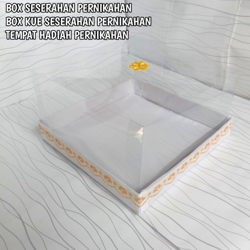 ( Putih ) Box kotak hantaran seserahan pernikahan tertutup mika satuan / box kotak kue hantaran sese