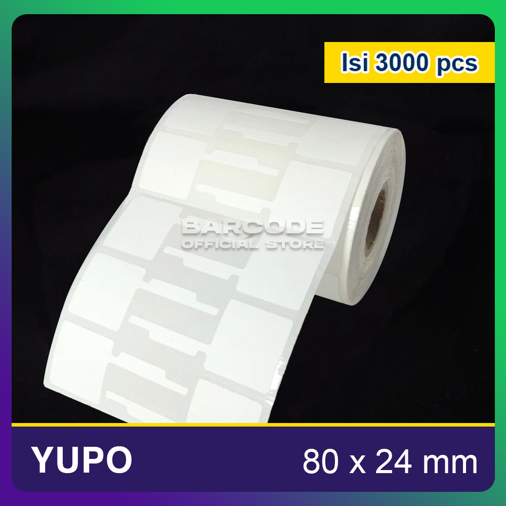 

Label Yupo 80x24mm / 80 x 24 / 80x24 mm Stiker Barcode 2 Line Isi 3000 Pcs