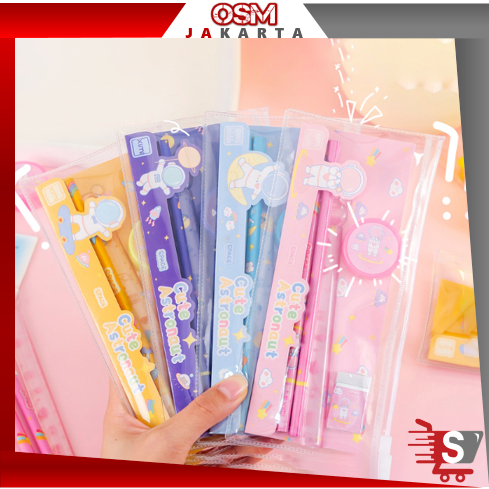 

OSM JKT S5942 Alat Tulis Set Mini Stationary / Set Alat Tulis 5 In 1 Karakter / Warna-Warni Astronot Stationary / Set Alat Tulis