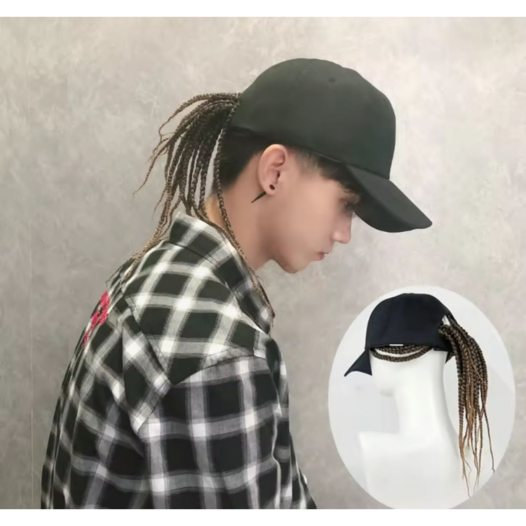 Wig topi pria kepang banyak