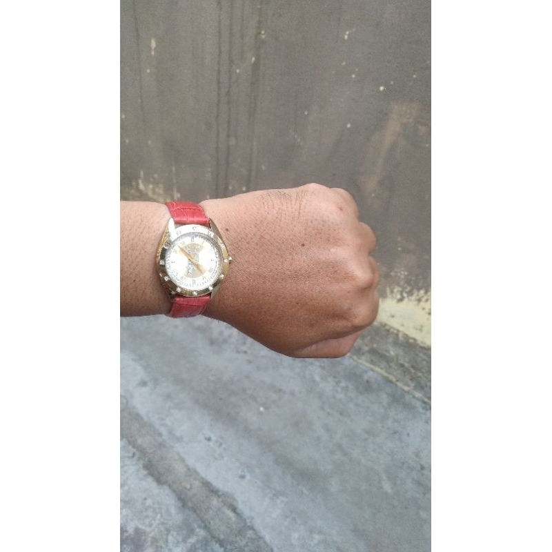 jam tangan cewek police 13744M original gold second preloved