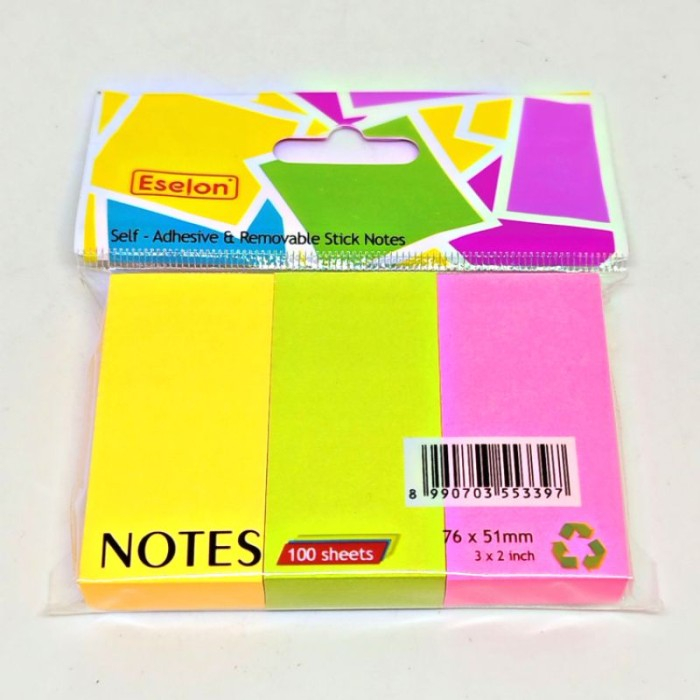 

Memo Stick Note Eselon 3 Warna 76X51Mm Sticky Notes Kertas Memo Tempel