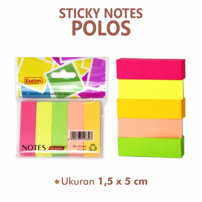 

Sticky Note Polos Kecil Eselon 5 Warna Isi 100 Sheets