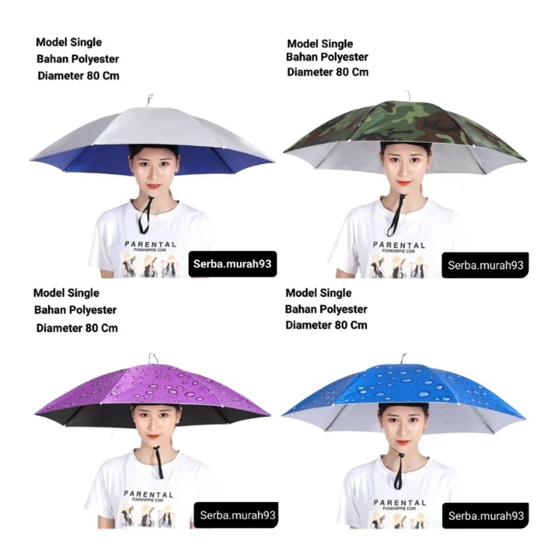 Payung Topi Besar Ukuran Diameter  80Cm Single -Topi Payung Mancing Hiking Outdoor