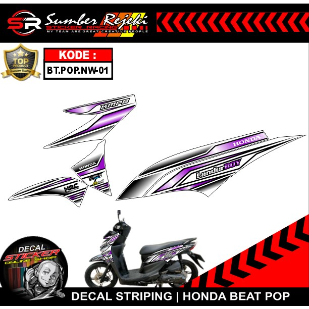 STRIPING BEAT POP HITAM STIKER MOTOR BEAT POP / STIKER HONDA BEAT POP  VARIASI terbaru