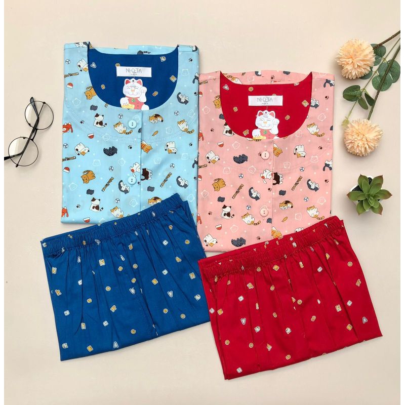 NIQTA NEKO ATSUME / PIYAMA NIQTA / PIYAMA COUPLE / PIYAMA IBU DAN ANAK / PIYAMA KEMBAR / PIYAMA NIQT