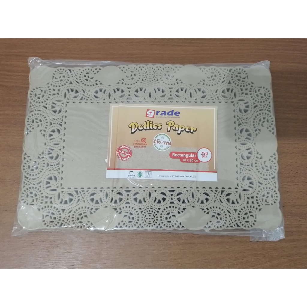 Doilies Paper Persegi Panjang Coklat 20x30 Grade