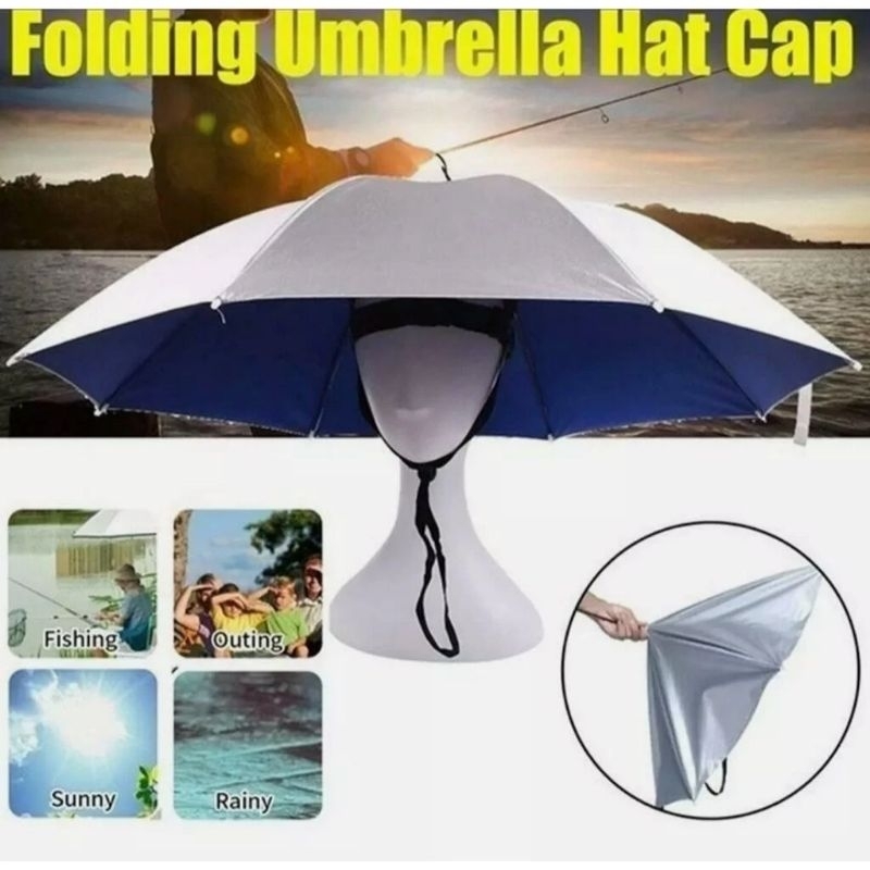 Payung Topi Besar Ukuran Diameter  80Cm Single -Topi Payung Mancing Hiking Outdoor