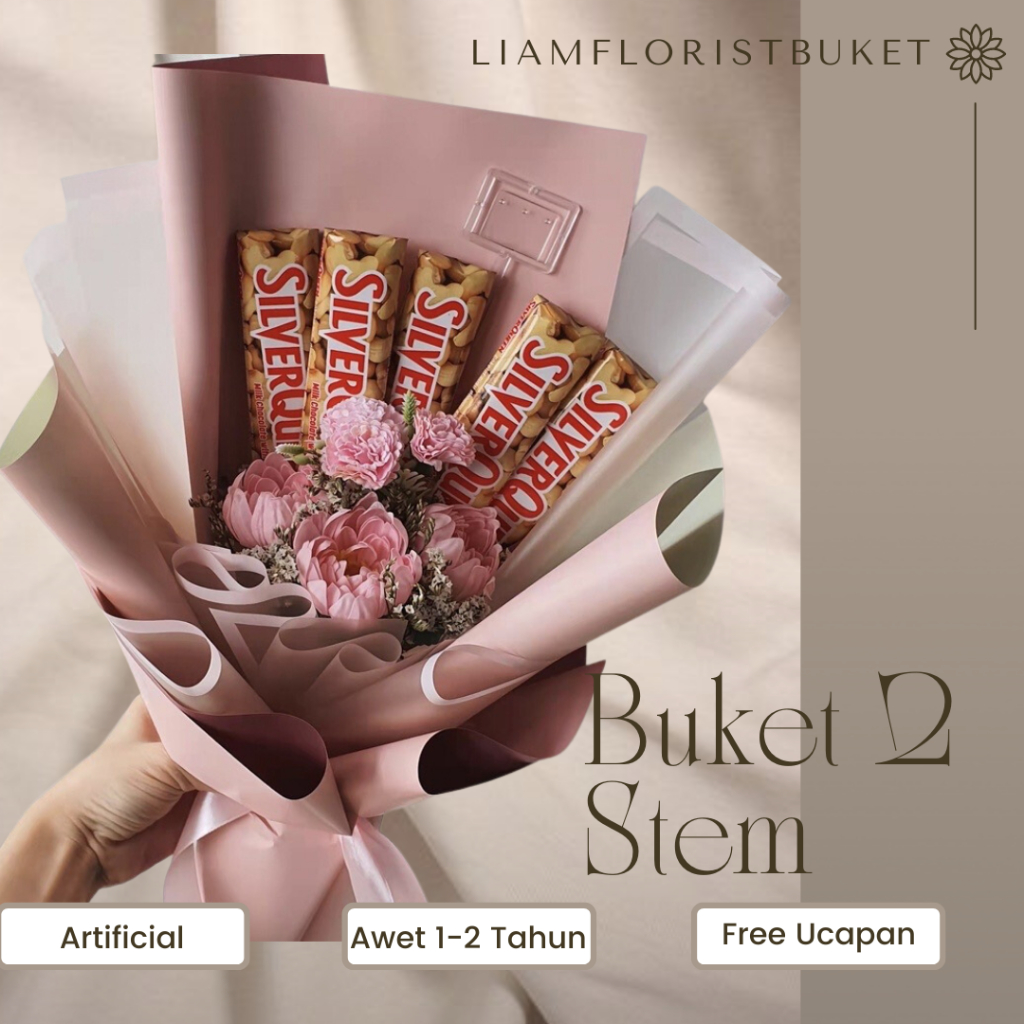 

BUKET COKLAT SILVERQUEEN MIX BUNGA MAWAR ARTIFICIAL/BUKET COKLAT SNACK JAJAN/WISUDA ANNIVERSARY