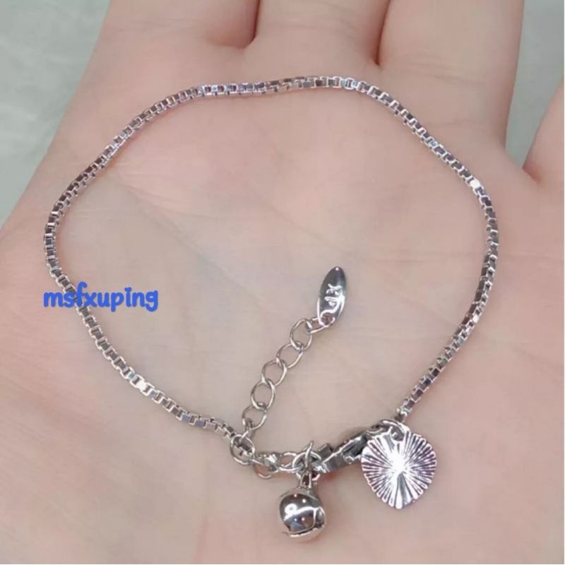 Gelang Tangan Itali Silver Titanium Berlapis Emas Putih
