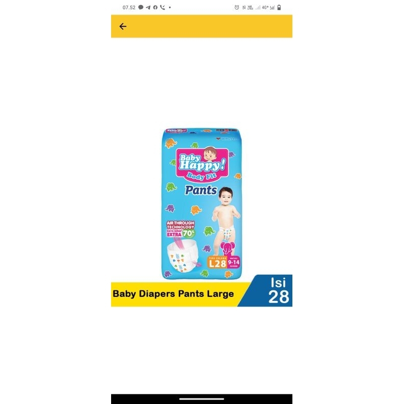 pampers baby happy pants M34/L30