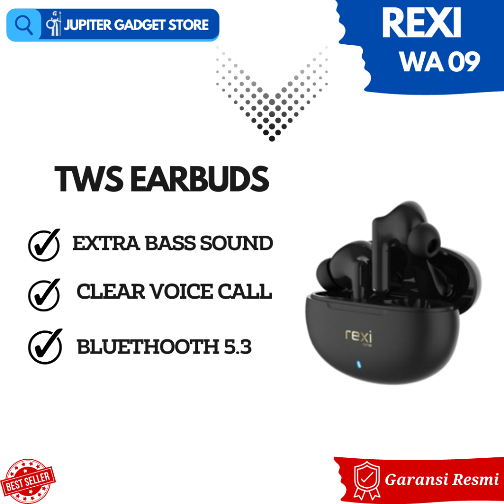 Rexi WA09 Superbass Headset Bluetooth TWS Earbuds